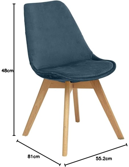 Chaise Velours Baya Bleu Canard Atmosphera