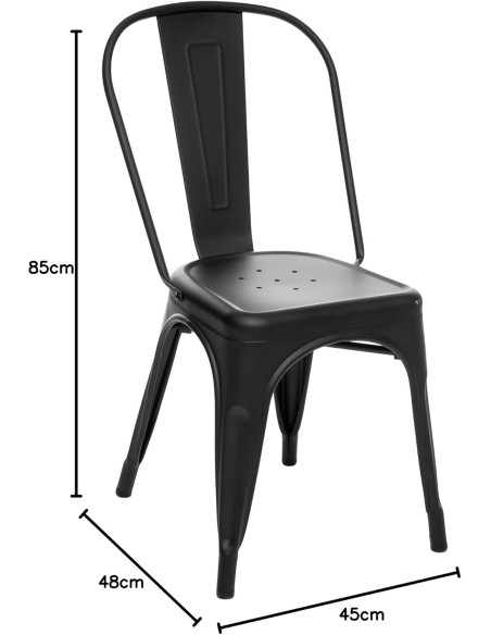 Chaise De Table Niko En Métal Noire Atmosphera