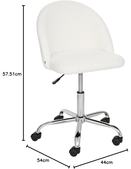 Chaise de bureau bouclette Geos Blanc Atmsophera