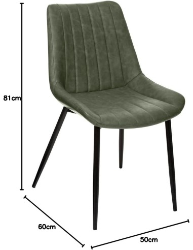 Chaise Diner PU Kaki Olwen Atmosphera