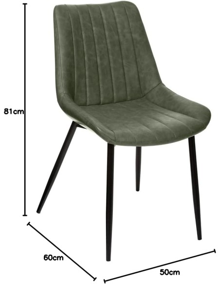 Chaise Diner PU Kaki Olwen Atmosphera