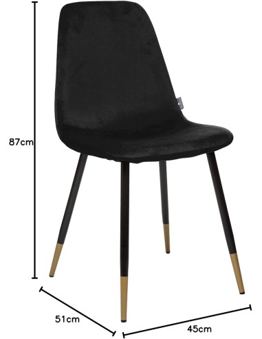 Chaise En Velours Tyka Pieds Métal Noire Atmosphera