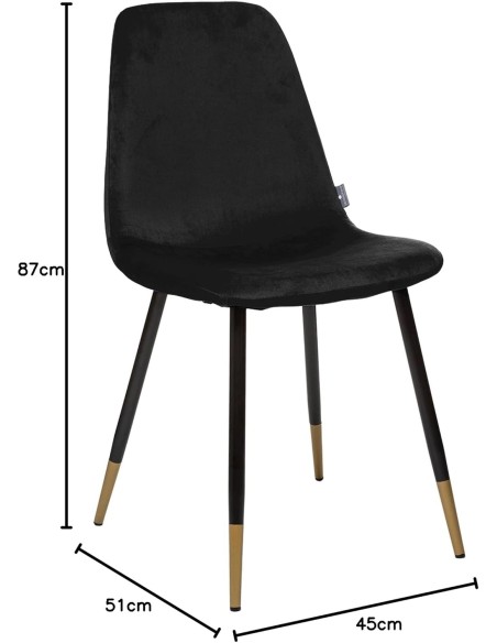 Chaise En Velours Tyka Pieds Métal Noire Atmosphera
