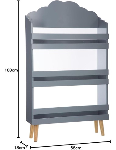 Bibliothèque Enfant En Bois Nuage Atmosphera Gris