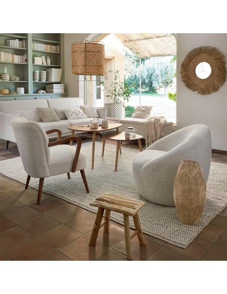 Tabouret en bois beige Suzette