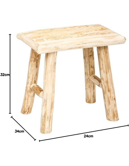 Tabouret en bois beige Suzette