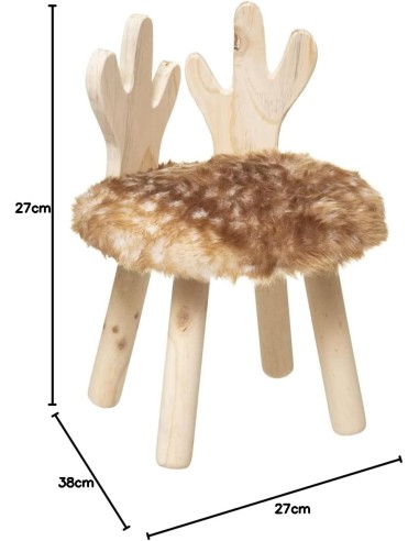 Tabouret Enfant Cerf Beige Atmosphera