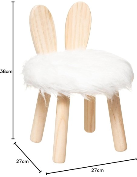 Tabouret Enfant Lapin Blanc Atmosphera