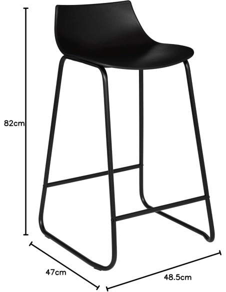 Tabouret de bar hauteur îlot Otac PP Noir Atmosphera
