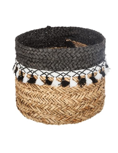 Lot De 3 Paniers De Rangement A Pompons Seagrass Atmosphera