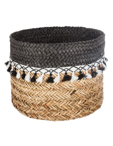 Lot De 3 Paniers De Rangement A Pompons Seagrass Atmosphera