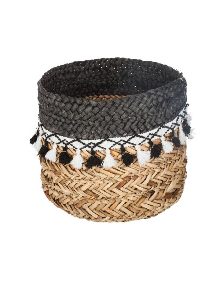 Lot De 3 Paniers De Rangement A Pompons Seagrass Atmosphera