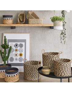 Lot De 3 Paniers De Rangement A Pompons Seagrass Atmosphera 2