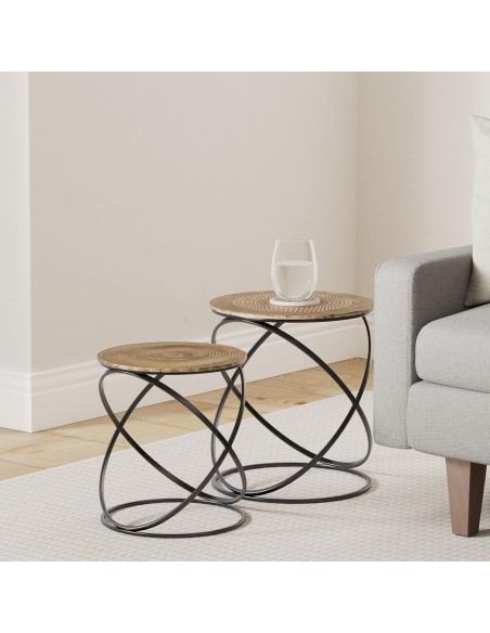 Lot De 2 Tables D'appoint Etnik Cuivre Atmosphera