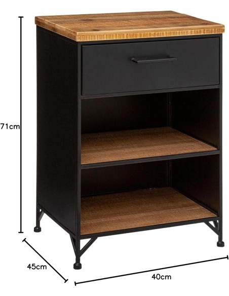 Table De Chevet 1 Tiroir Cierna Noire Atmosphera