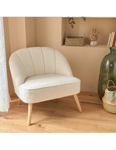 Fauteuil Naova bouclette Blanc - Atmosphera 2