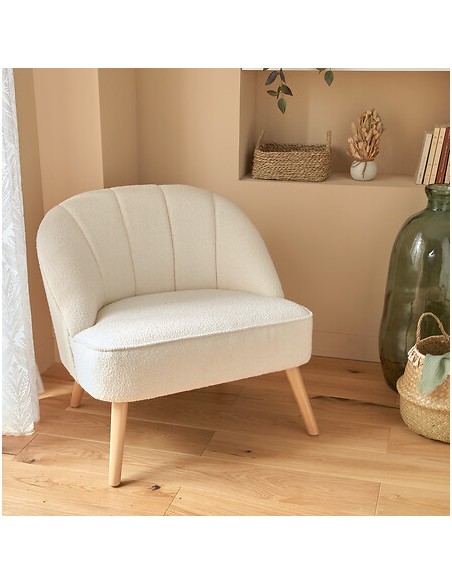 Fauteuil Naova bouclette Blanc - Atmosphera
