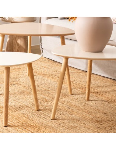 Lot de 3 tables café Mileo Beige - Atmosphera