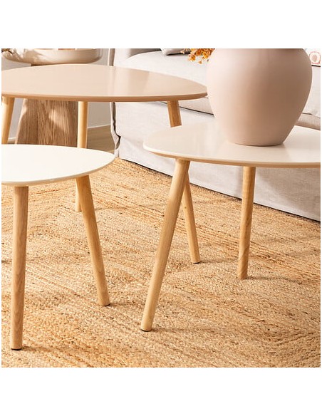Lot de 3 tables café Mileo Beige - Atmosphera