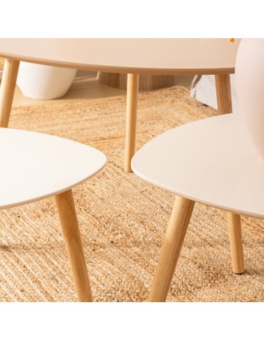 Lot de 3 tables café Mileo Beige - Atmosphera