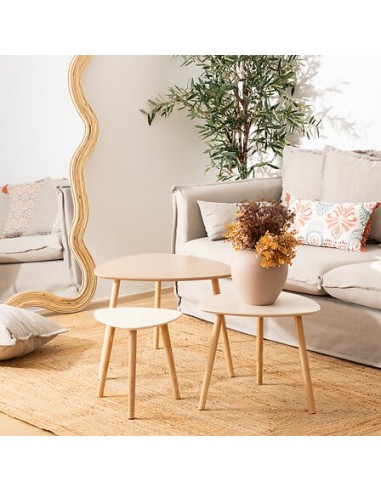 Lot de 3 tables café Mileo Beige - Atmosphera
