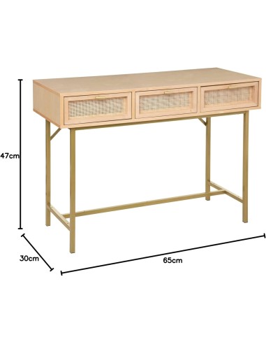 Console 3 tiroirs Rayo cannage Beige - Atmosphera