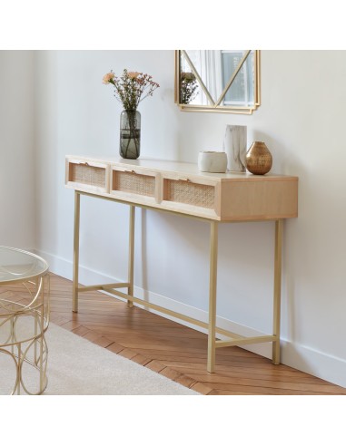Console 3 tiroirs Rayo cannage Beige - Atmosphera