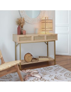 Console 3 tiroirs Rayo cannage Beige - Atmosphera 2