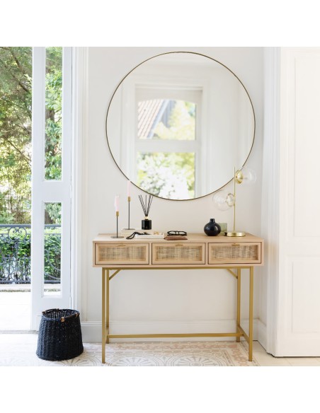 Console 3 tiroirs Rayo cannage Beige - Atmosphera