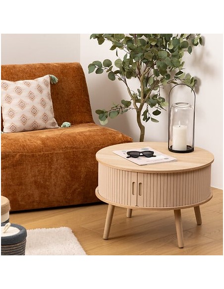 Table basse 2 portes Nyos Beige - Atmosphera