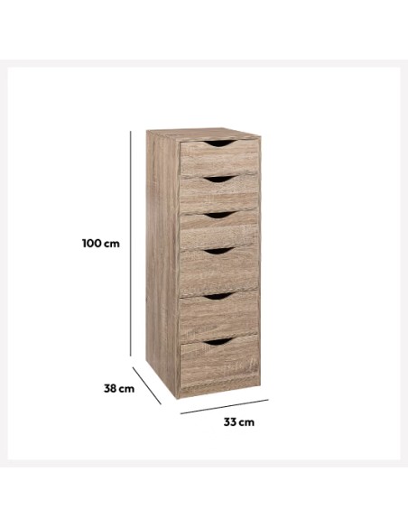 Caisson de bureau 6 tiroirs Beige - Five