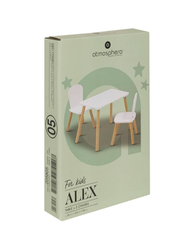 Set Table Avec 2 Chaises Alex Pour Enfant Blanc - Atmosphera For Kids