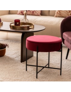 Tabouret D'appoint Arty En Velours Rubis Atmosphera 2