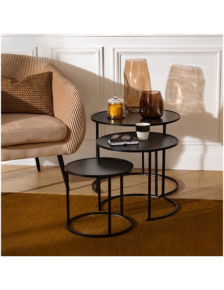 Lot de 3 tables café Noan Noires Atmosphera