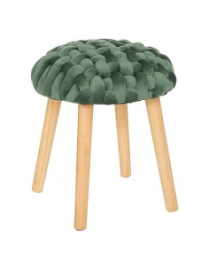Tabouret En Velours Tricoté Akemi Vert Jade Atmosphera