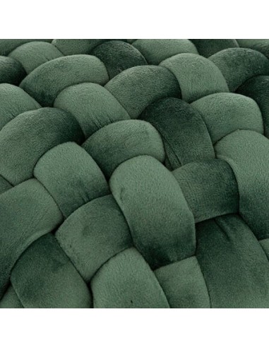 Tabouret En Velours Tricoté Akemi Vert Jade Atmosphera