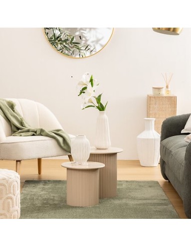 Lot de 2 tables café Eino MDF argile Beige Atmosphera