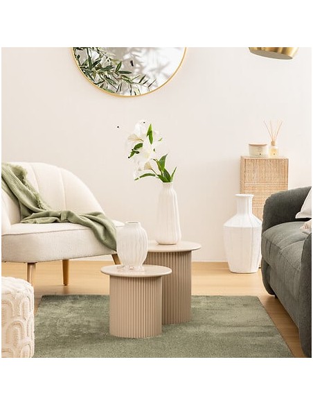 Lot de 2 tables café Eino MDF argile Beige Atmosphera