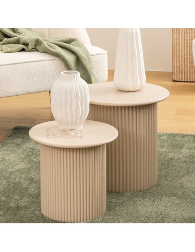 Lot de 2 tables café Eino MDF argile Beige Atmosphera