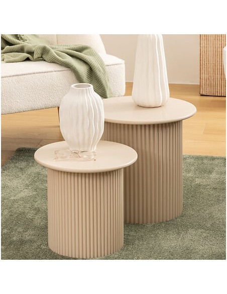 Lot de 2 tables café Eino MDF argile Beige Atmosphera