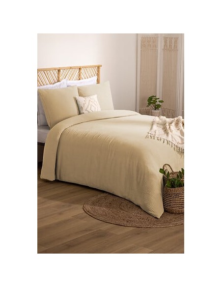 Parure De Lit Flora Beige Lin 240x220 Atmosphera