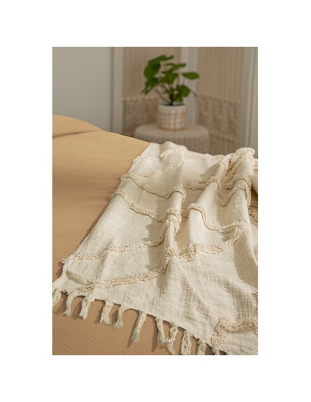 Parure De Lit Flora Beige Lin 240x220 Atmosphera