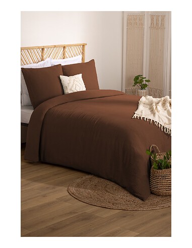 Parure De Lit Flora Marron 240x220 Atmosphera