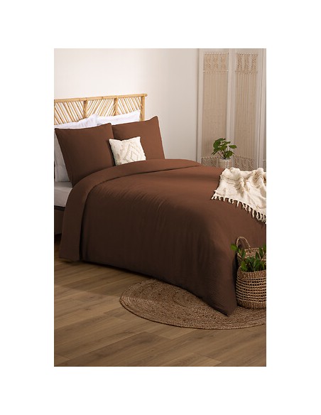 Parure De Lit Flora Marron 240x220 Atmosphera