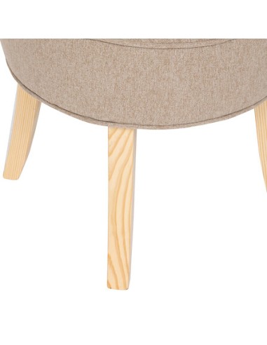 Tabouret D'appoint Firmin En Velours Beige Atmosphera