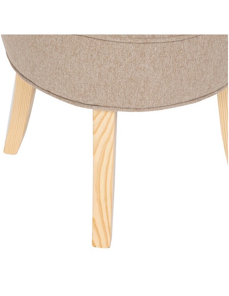 Tabouret D'appoint Firmin En Velours Beige Atmosphera