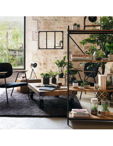 Étagère 4 Étages Edena En Métal Et Acacia Noir Atmosphera