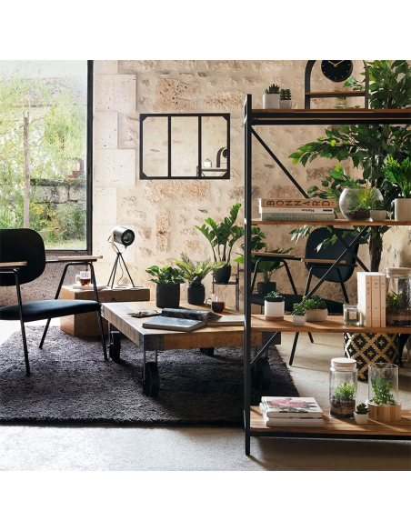 Étagère 4 Étages Edena En Métal Et Acacia Noir Atmosphera