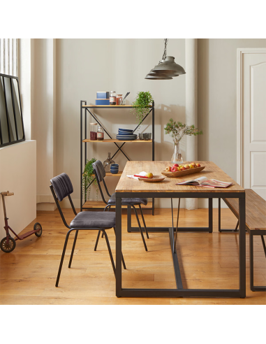 Étagère 4 Étages Edena En Métal Et Acacia Noir Atmosphera