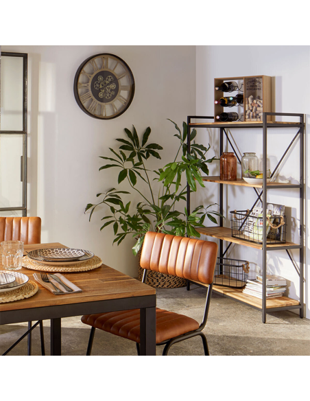 Étagère 4 Étages Edena En Métal Et Acacia Noir Atmosphera